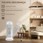 Aquecedor Elétrico de Baixo Consumo 2000W PTC com 4 Modos Termóstato Regulável Oscilação de 55° 20x20x49 cm Branco