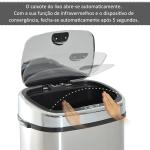 Balde de Lixo Inteligente de Aço Inoxidável 68L com Sensor Infravermelho de Abertura Automática e Contato Manual para Cozinha Dormitório Casa de banho 40,5x29,578cm Prata