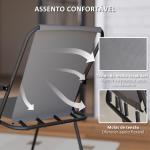 Conjunto de Mesa e Cadeiras de Jardim de 6 Peças com 4 Cadeiras Dobráveis Mesa de Vidro e Chapéu de Sol Cinzento