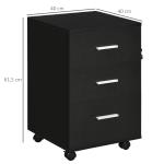 Bloco de Gavetas para Escritório Móvel de Arquivos com 3 Gavetas e Fechadura para Secretária Casa 40x40x61,5 cm Preto
