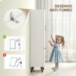 Coluna Casa de Banho Armário Alto Casa de Banho Estreito com 2 Portas e Prateleiras Móvel 35x31,5x144 cm Branco