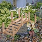 Ponte de Jardim de Madeira com Corrimãos de Correntes Metálicas Ponte Decorativa para Lagoa para 100x32x48 cm Madeira