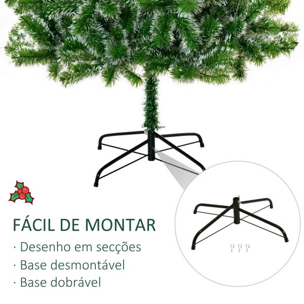 Árvore de Natal Artificial 210cm com 968 Ramos e Suporte de Metal Decoração Interior Sala de Estar Festas Ø100x210cm Verde