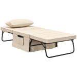 Sofá Cama 4 em 1 Estofado em Linho com Encosto Ajustável em 5 Níveis e Almofada Acolchoada 75x80x74 cm Creme
