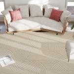 Tapete Sala de Estar 160x120 cm Tapete Pelo Curto Estilo Moderno Base Antiderrapante Tecida à Máquina Creme