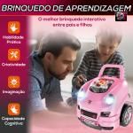 Motor de Caminhão para Crianças com 61 Peças Volante Buzina Faróis Caixa de Armazenamento e Rodas 40x39x47 cm Rosa