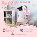 Toucador para Crianças com Espelho e Banco Toucador de Maquilhagem para Crianças de 3 a 6 Anos 52x32x85 cm Rosa