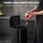 Caixote do Lixo para Cozinha 20 L em Aço Galvanizado com Tampa de Fecho Suave Pedal Balde Removível e Antiimpressões Digitais Preto