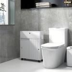 Armário Auxiliar Casa de Banho com 4 Rodas 2 Compartimentos para Papel Higiénico Armário e Prateleiras Ajustáveis 52x17x67 cm Branco