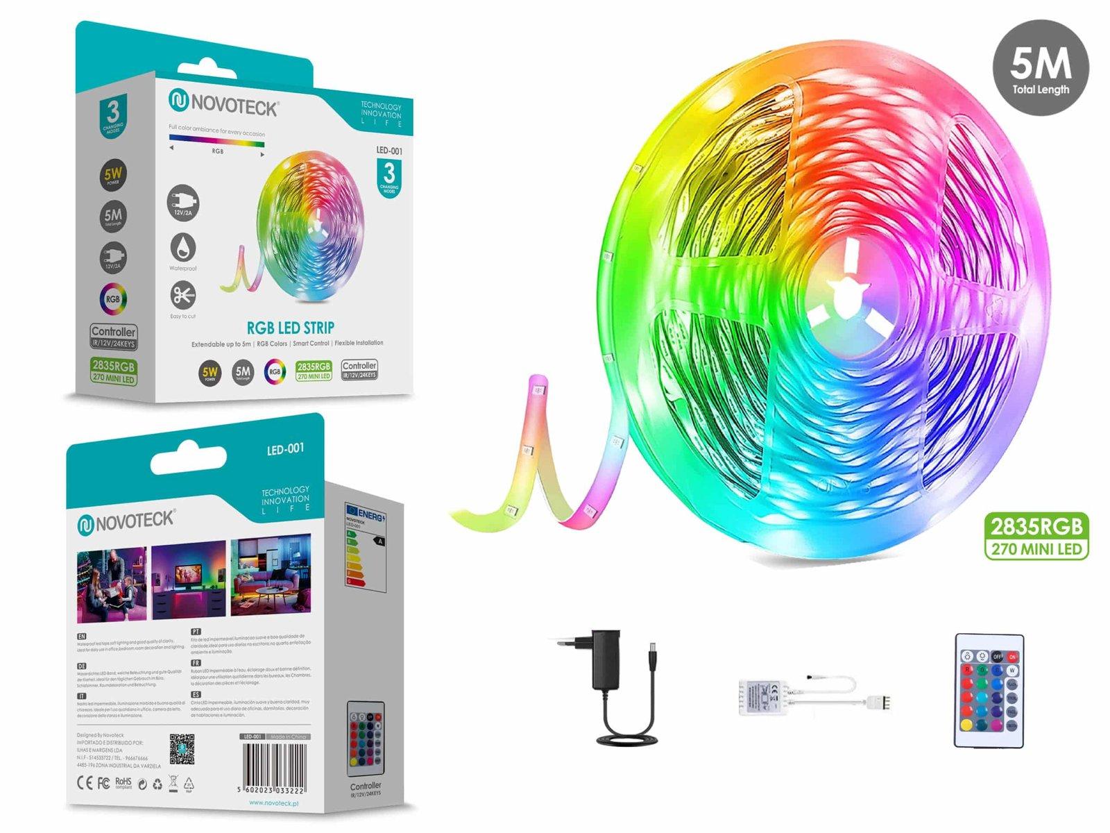 Fita Led 5M 12V 2835Rgb 270Mini Led 5W Ip65 LED-001