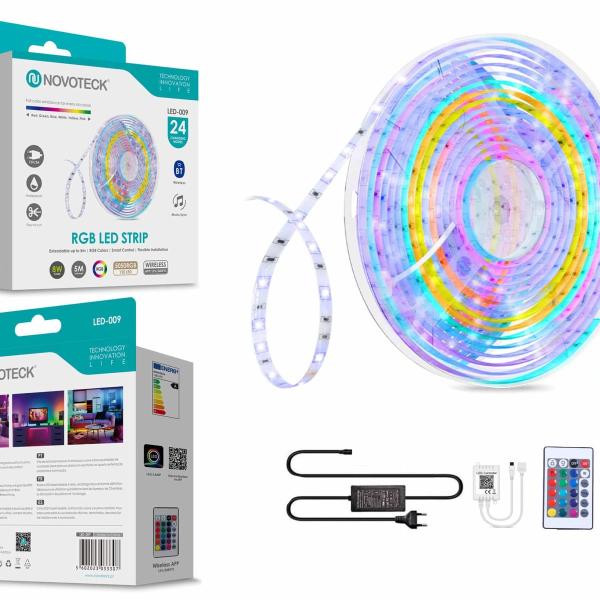 Fita Led 5M 12V 5050Rgb 150Led 8W Bt App Ip65 LED-009