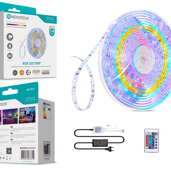Fita Led 3M 12V 5050Rgb 90Led 8W Ip65 LED - 010