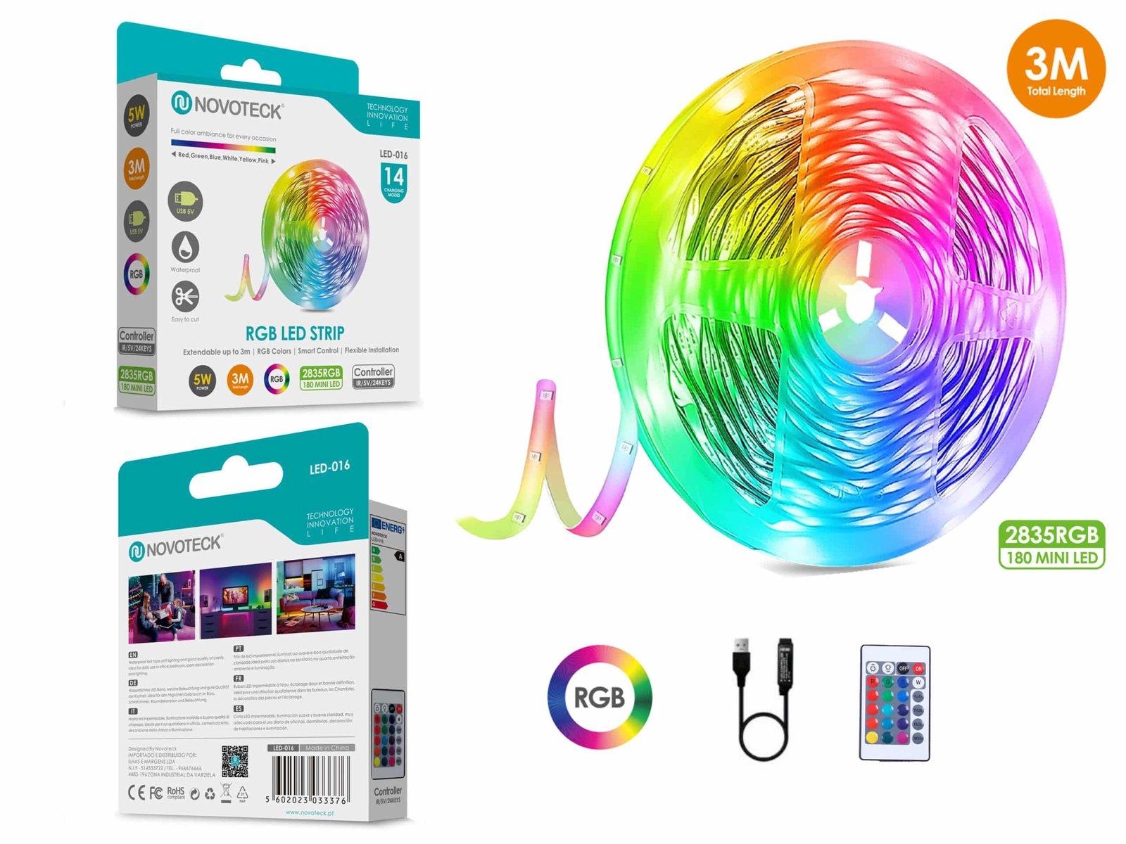 Fita Led 3M 5V 2835Rgb 180Mini Led 5W Ip65 LED-016