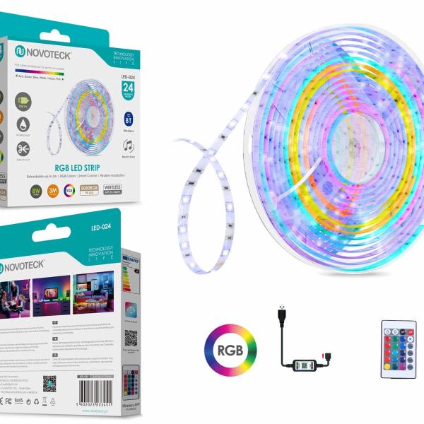 Fita Led 3M 5V 5050Rgb 90Led 8W Bt App Ip65 LED-024