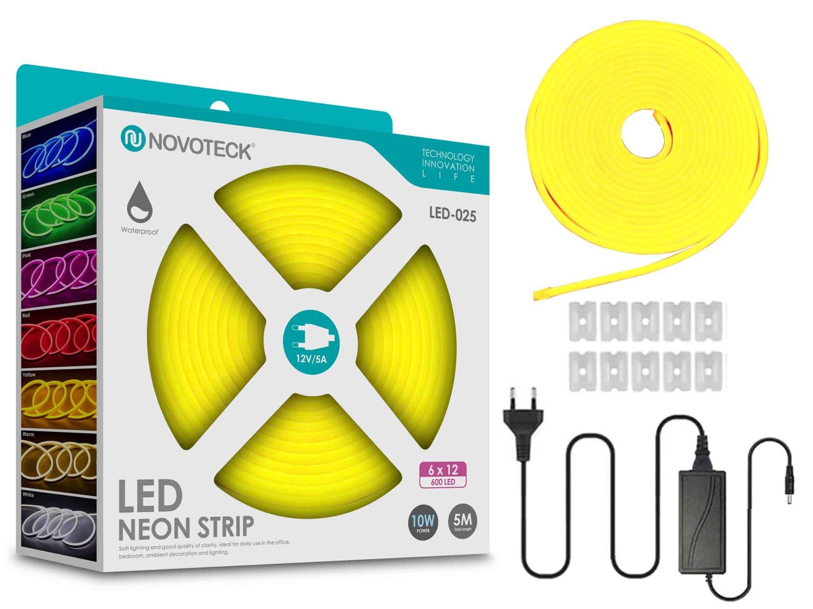 Fita Neon Led Amarelo 5M 10W 12V 600Led Ip65 LED-025