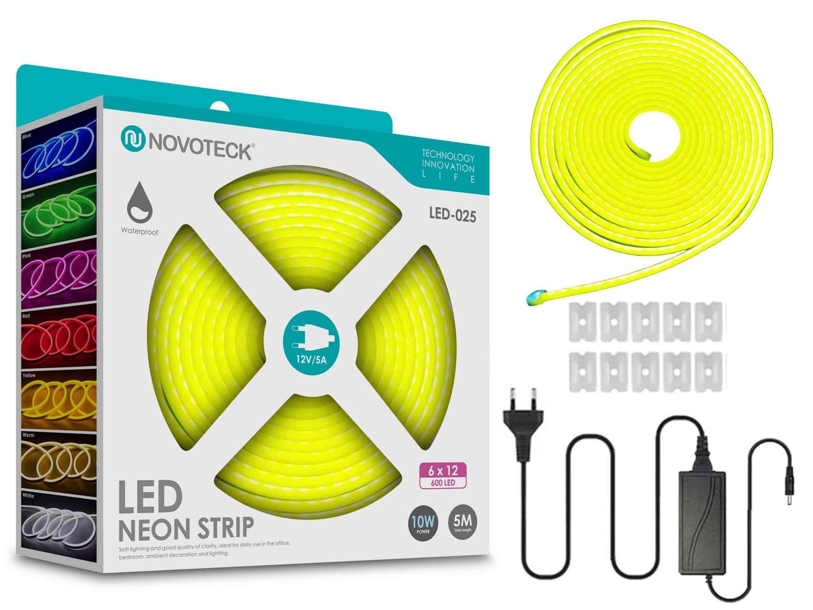 Fita Neon Led Cor Limão5M 10W 12V 600Led Ip65 LED-025