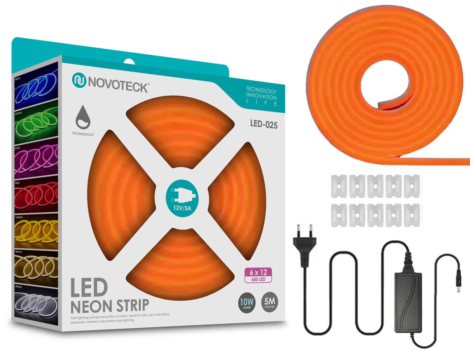 Fita Neon Led Laranja 5M 10W 12V 600Led Ip65 LED-025