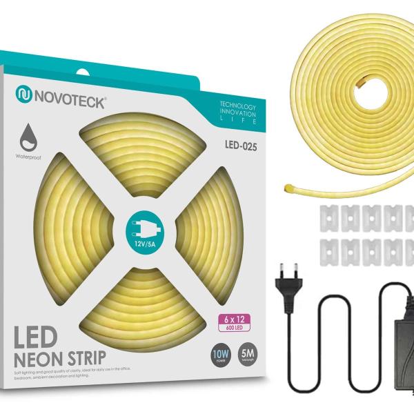 Fita Neon Led Luz Quente 5M 10W 12V 600Led Ip65 LED-025