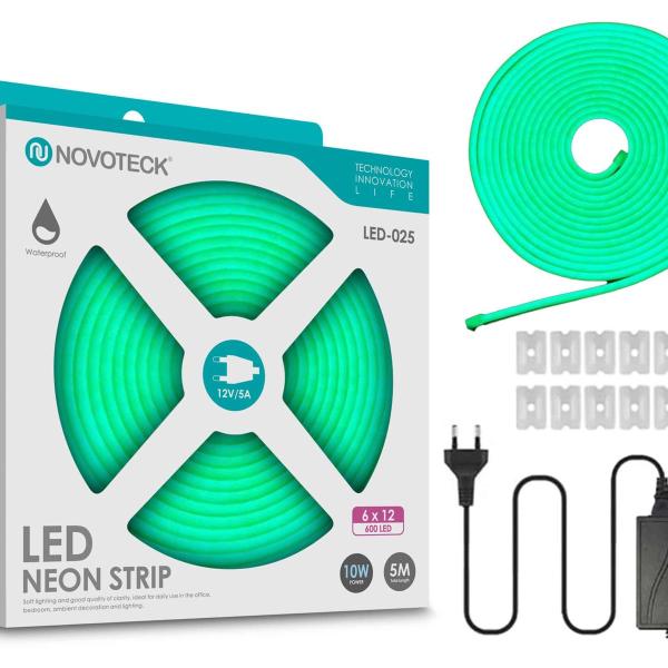 Fita Neon Led Verde Água 5M 10W 12V 600Led Ip65 LED-025