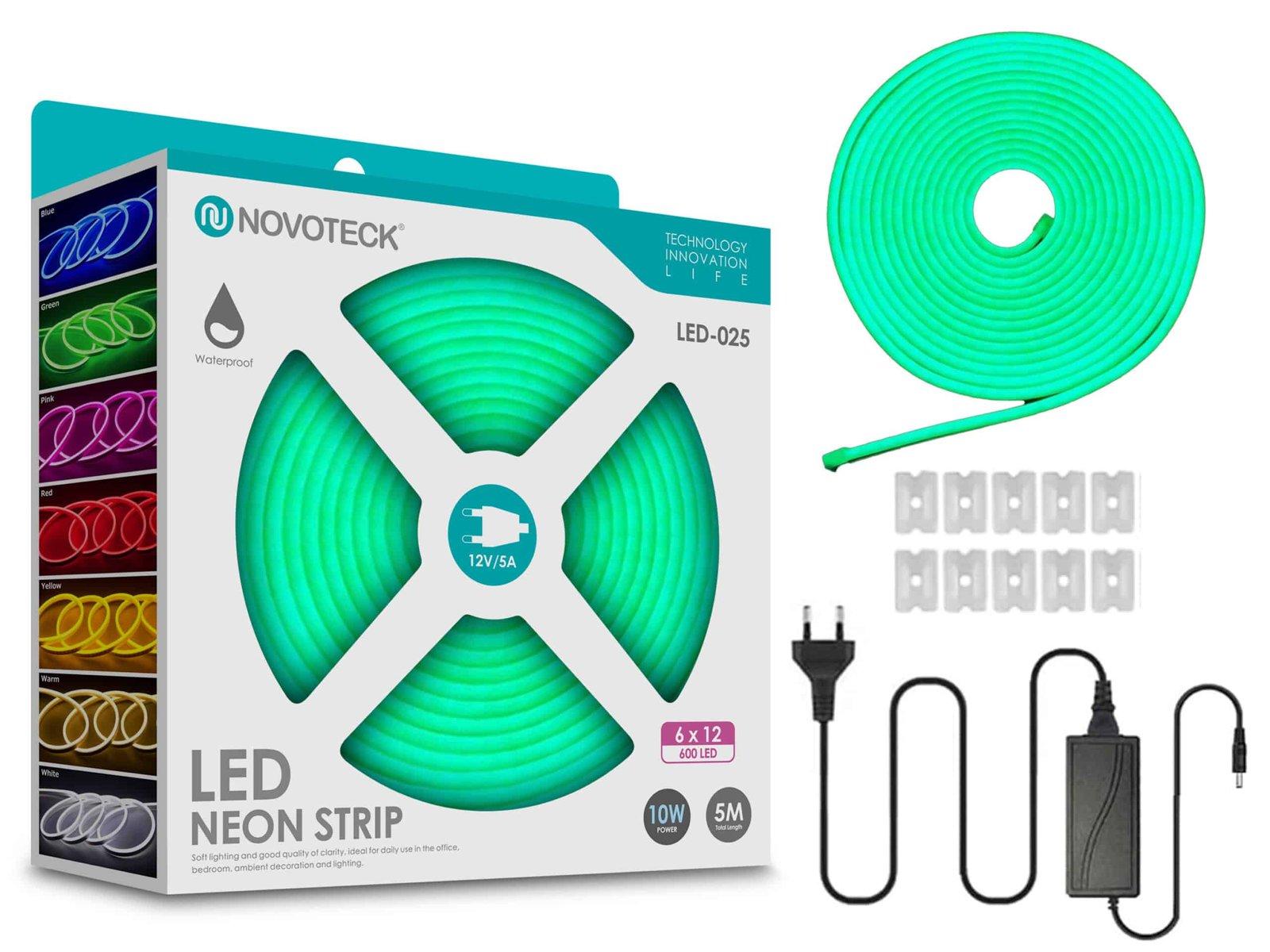 Fita Neon Led Verde Água 5M 10W 12V 600Led Ip65 LED-025