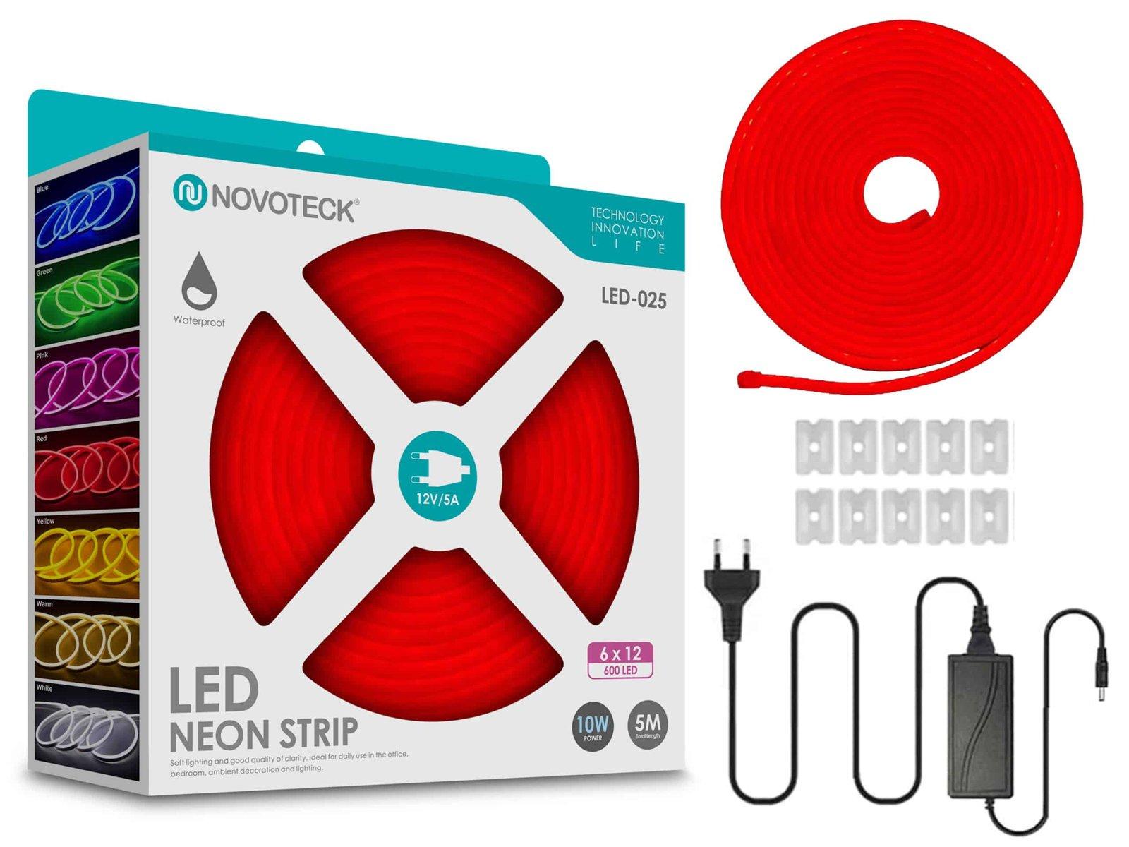 Fita Neon Led Vermelho 5M 10W 12V 600Led Ip65 LED-025