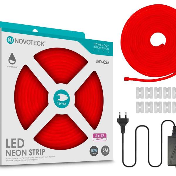 Fita Neon Led Vermelho 5M 10W 12V 600Led Ip65 LED-025
