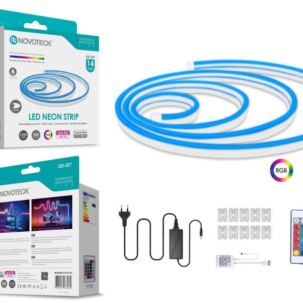 Fita Neon Led 5M 10W 12V 480Led Ip65 Rgb LED-027