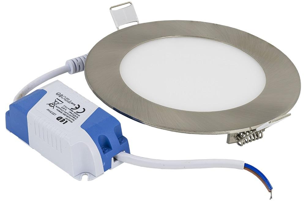 Painel de LED Redondo Ø12cm 6W 4000K 540Lm - Aço Escovado