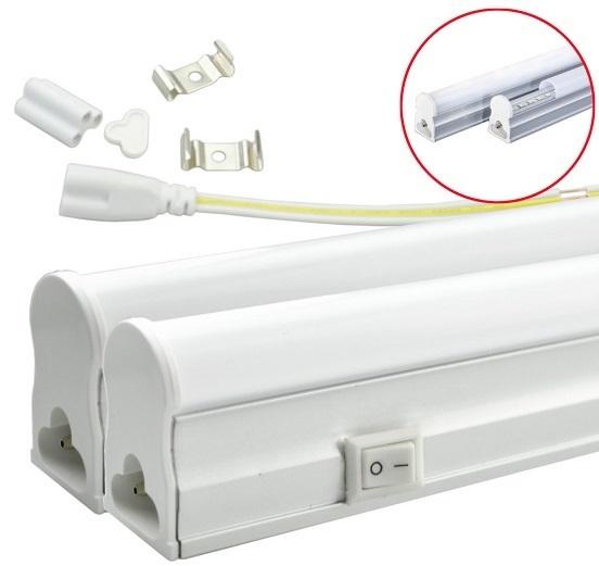 Armadura LED T5 12W 220V CCT 3000~6000K IP20 1200Lm Opalina c/ Interruptor (90cm)
