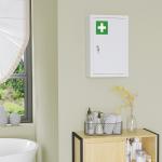 Armário Farmácia de Parede em Aço com 3 Prateleiras de Armazenamento e 2 Chaves para Casa de Banho 30x14x46 cm Branco