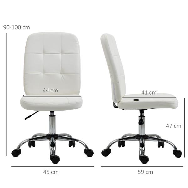 Cadeira de Escritório Giratória de Couro Sintético com Altura Ajustável Estilo Moderno Carga 120 kg 45x59x90 - 100 cm Branco