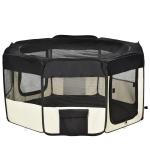 Parque para Animais de Estimação Dobrável com 2 Portas e Almofada Tecido Oxford Ø120x58 cm Preto