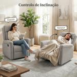 Poltrona Relax Reclinável até 135º com Apoio para os Pés Encosto Alto 78x96x102 cm Cinza