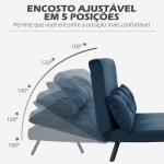 Sofá Cama Sofá Convertível em Cama de 2 Lugares Dobrável com Encosto Ajustável em 5 Níveis e 2 Almofadas 102x73x81 cm Azul