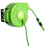 Carrete para Mangueira 10m+1m Enrolador de Mangueira Montado na Parede Enrolador Automático 180º Giratório 35,5x11,x5x27,5cm Verde