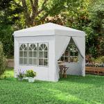 Tenda Dobrável Pop - Up 248x248x270 cm com 4 Paredes Laterais Anti - UV Altura Ajustável e Bolsa de Transporte Branco