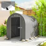 Tenda de Jardim para Bicicletas com Estrutura em Aço, Porta com Fecho, Impermeável 2,4x1,6x1,9 m Cinzento Claro