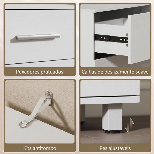 Móvel para Lavatório Pousar com 2 Gavetas para Lavatório sem Pedestal 80x30x60 cm Branco