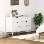 Cómoda com 6 Gavetas e Pés Elevados Cómoda para Dormitório Estilo Moderno Anti - Tombo 120x40x76 cm Branco