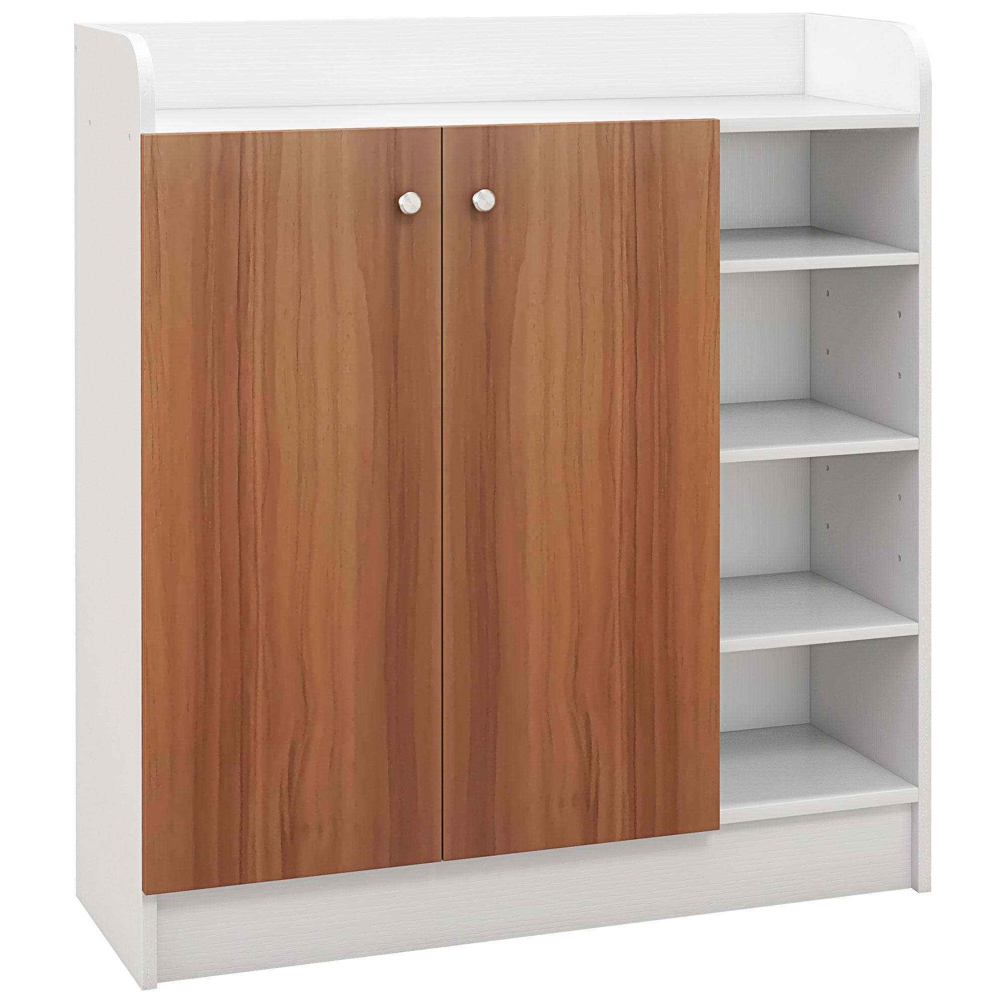 Sapateira com 2 Portas Prateleiras Interiores e 4 Prateleiras Exteriores com Altura Ajustável 83x30x90 cm Madeira