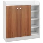 Sapateira com 2 Portas Prateleiras Interiores e 4 Prateleiras Exteriores com Altura Ajustável 83x30x90 cm Madeira