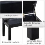 Banco de Piano com Espaço de Armazenamento Altura Ajustável com Assento Acolchoado Carga 200 kg 54,5x33x48 - 58 cm Preto