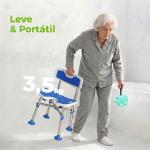 Cadeira de Duche para Pessoas Idosas Antideslizante com Altura Ajustável em 5 Posições Suporte para Duche de Mão 48x47,5x72 - 82 cm Azul