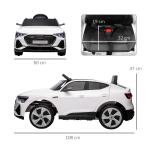 Carro Elétrico Audi E - Tron 12V para Crianças acima de 3 Anos com Controle Remoto Faróis Buzina Música MP3 TF USB e Abertura da Porta 3 - 8km/h 108x60x47cm Branco