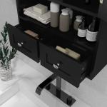 Armário de Parede para Casa de Banho com 2 Portas Prateleira Aberta e 2 Gavetas Estilo Moderno 50,8x17,8x66 cm Preto