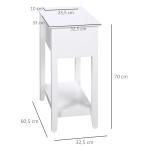Mesa de Apoio com Tampa Abatível Prateleira de Armazenamento e Orifício para Cabos Oculto 60,5x32,5x70cm Branco