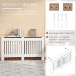 Cobertura Radiador 152x19x83cm Cobertura Radiador de MDF e Melamina com Dispositivo Anti - Rolamento Desenho Moderno para Sala de Estar Dormitório Branco