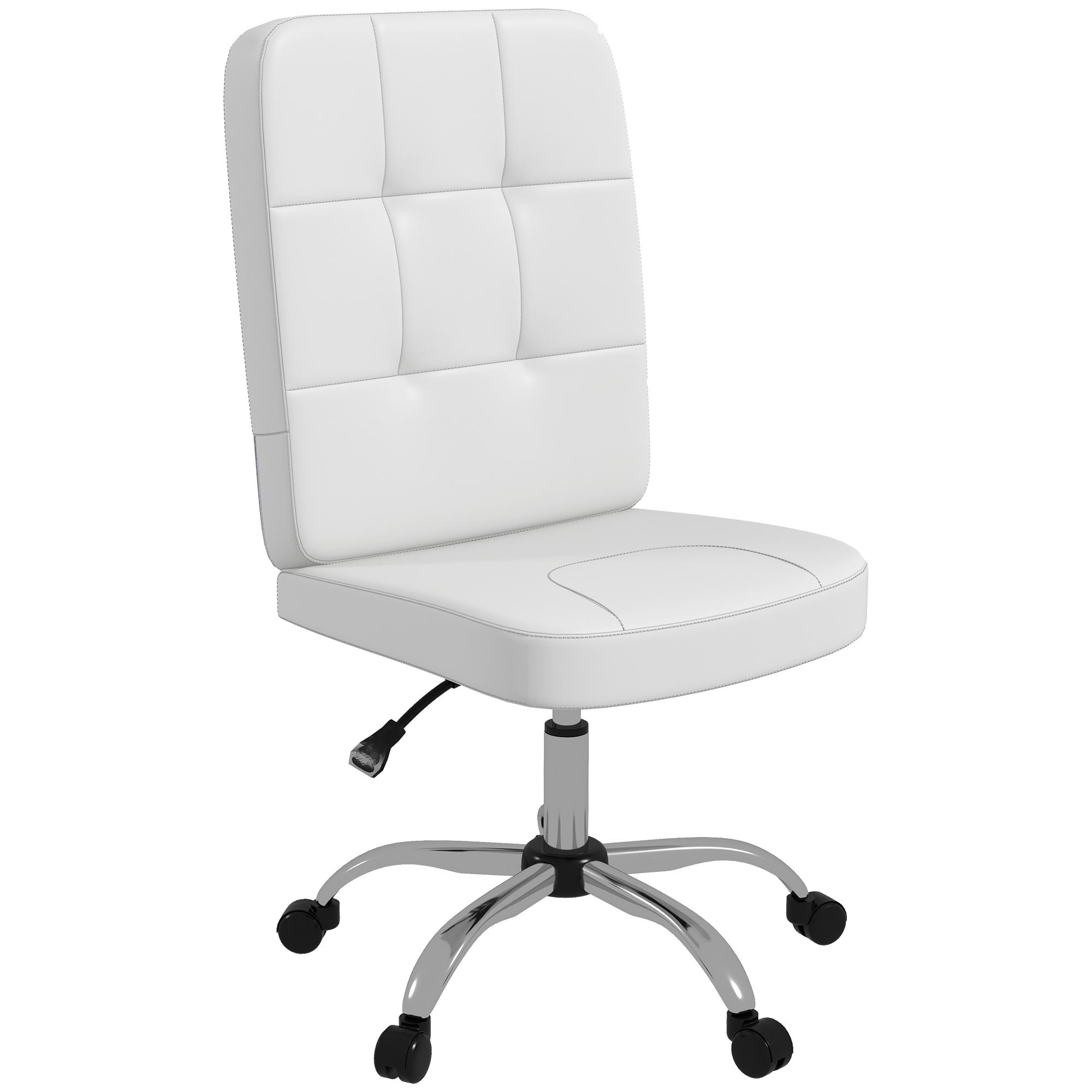 Cadeira de Escritório Giratória de Couro Sintético com Altura Ajustável Estilo Moderno Carga 120 kg 45x59x90 - 100 cm Branco