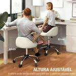 Banco com Rodas Banco Giratório com Altura Ajustável Cosmética Dentista Cabeleireiro Ø50x63 - 83 cm Branco