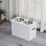 Comedouro Elevado para Cães com 2 Tigelas de Aço Inoxidável e Espaço de Armazenamento Oculto 60x30x41 cm Branco